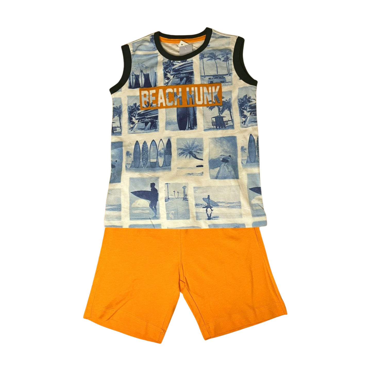 sleeveless comfy cotton set for boys 4-5 Year طقم قطن مريح بدون أكمام للأولاد من 4 إلى 5 سنوات
