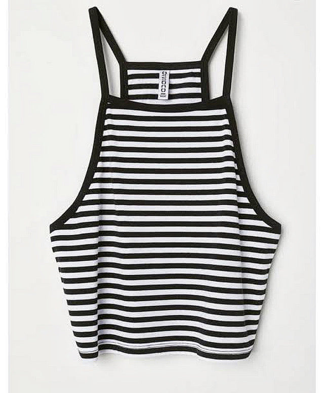 black & white tank top توب ابيض و اسود