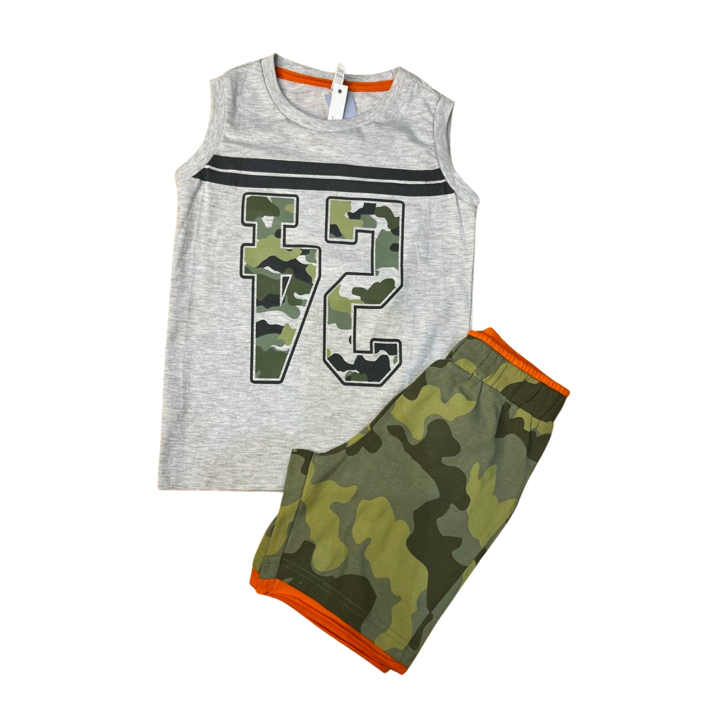 Practical cotton set for summer, for boys 3-4 years old طقم قطني عملي للصيف، للأولاد من عمر 3-4 سنوات