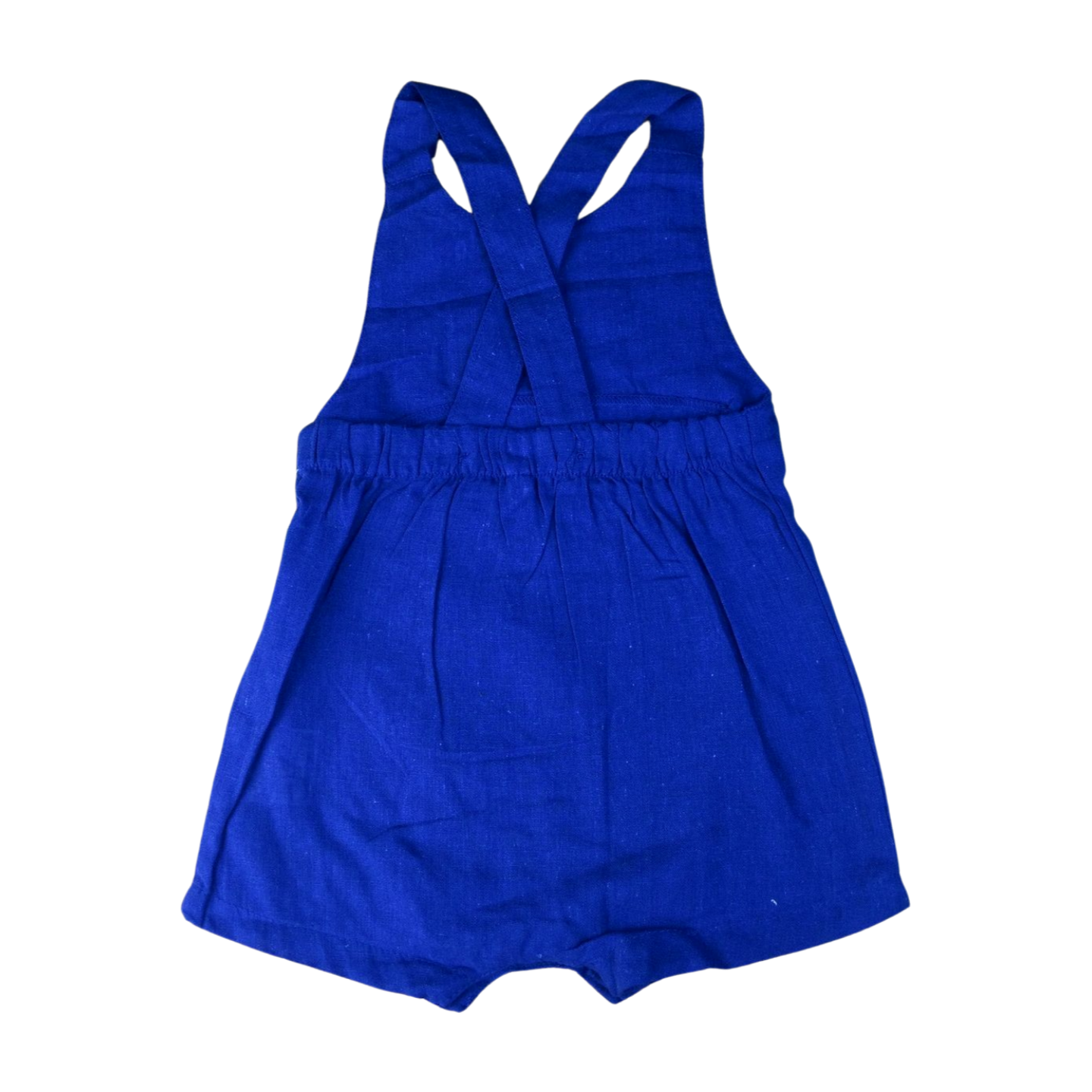 Linen sleeveless overall for baby boy 6 M طقم طفل 6 شهور