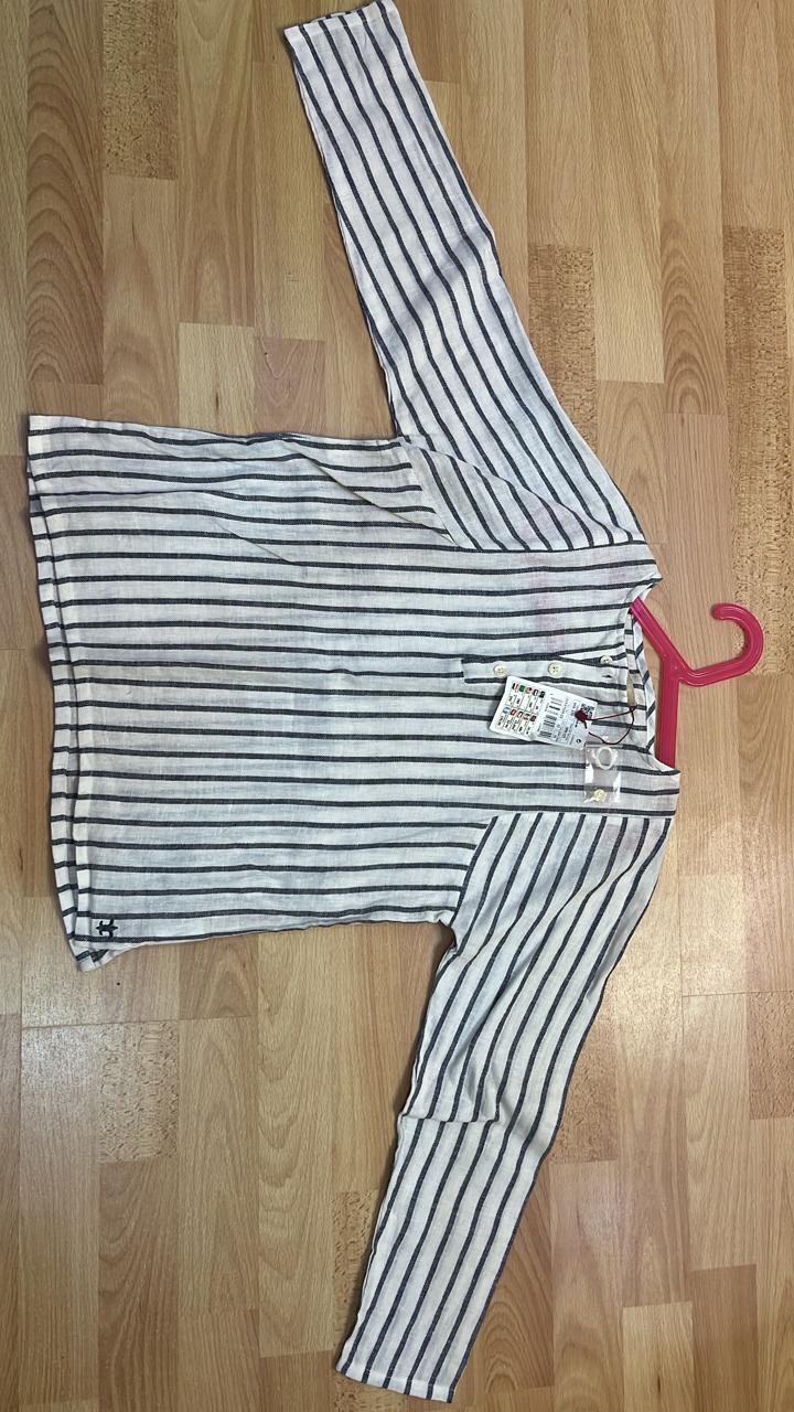 LONG SLEEVES LINEN SHIRTفستان من الكتان بأكمام طويلة