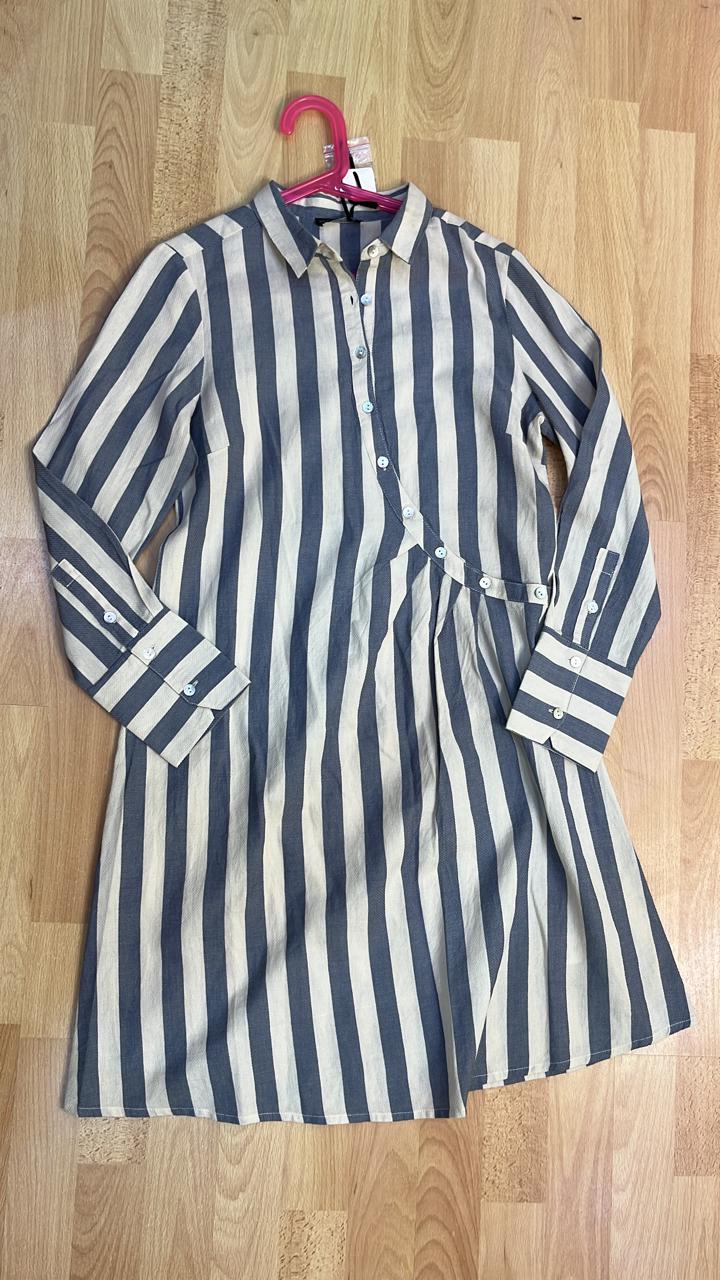 LONG SLEEVES LINEN DRESS فستان من الكتان بأكمام طويلة