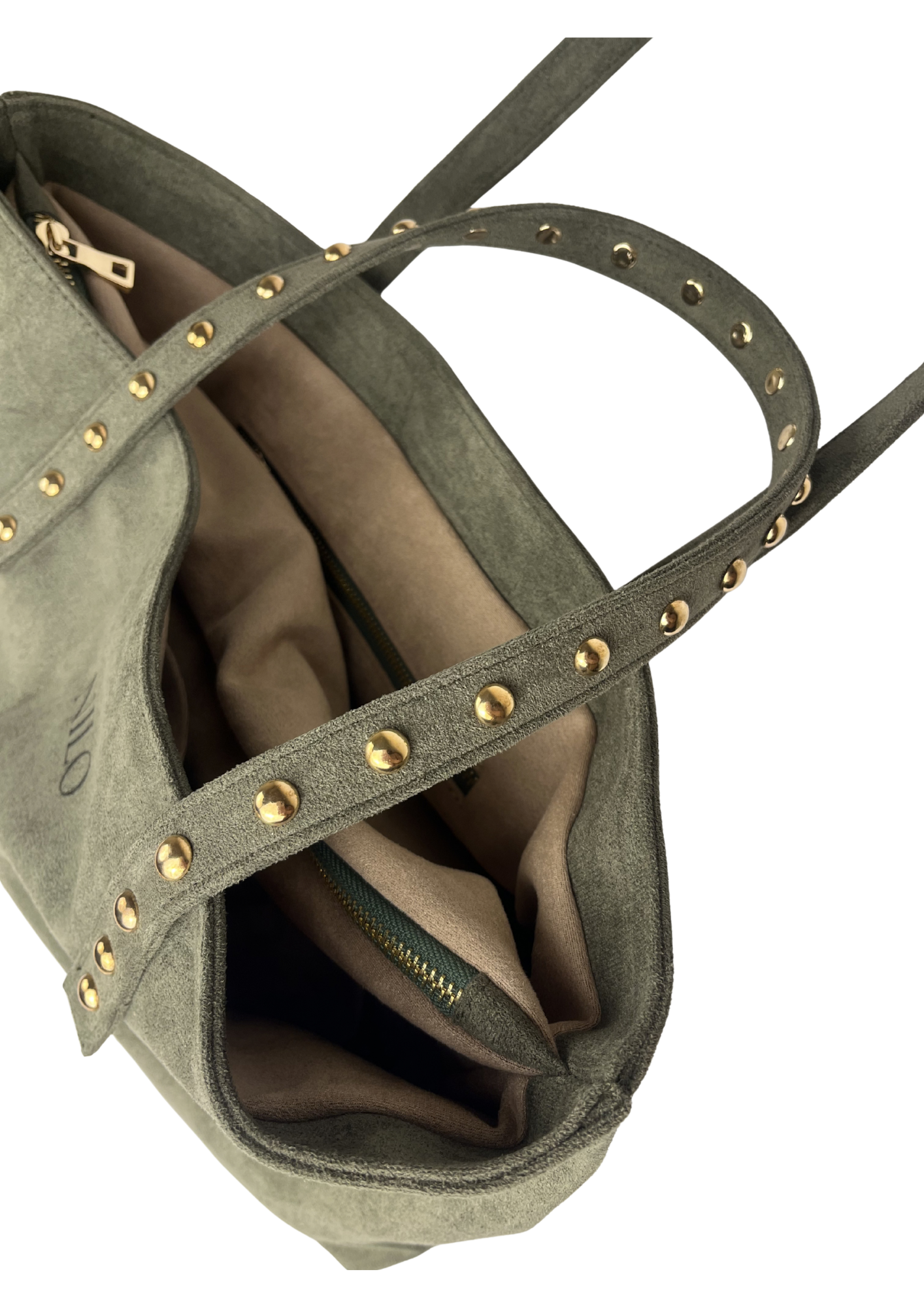 Olive Suede studs bag