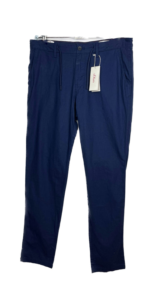 Dark blue linen pants السراويل الكتان الأزرق الداكن
