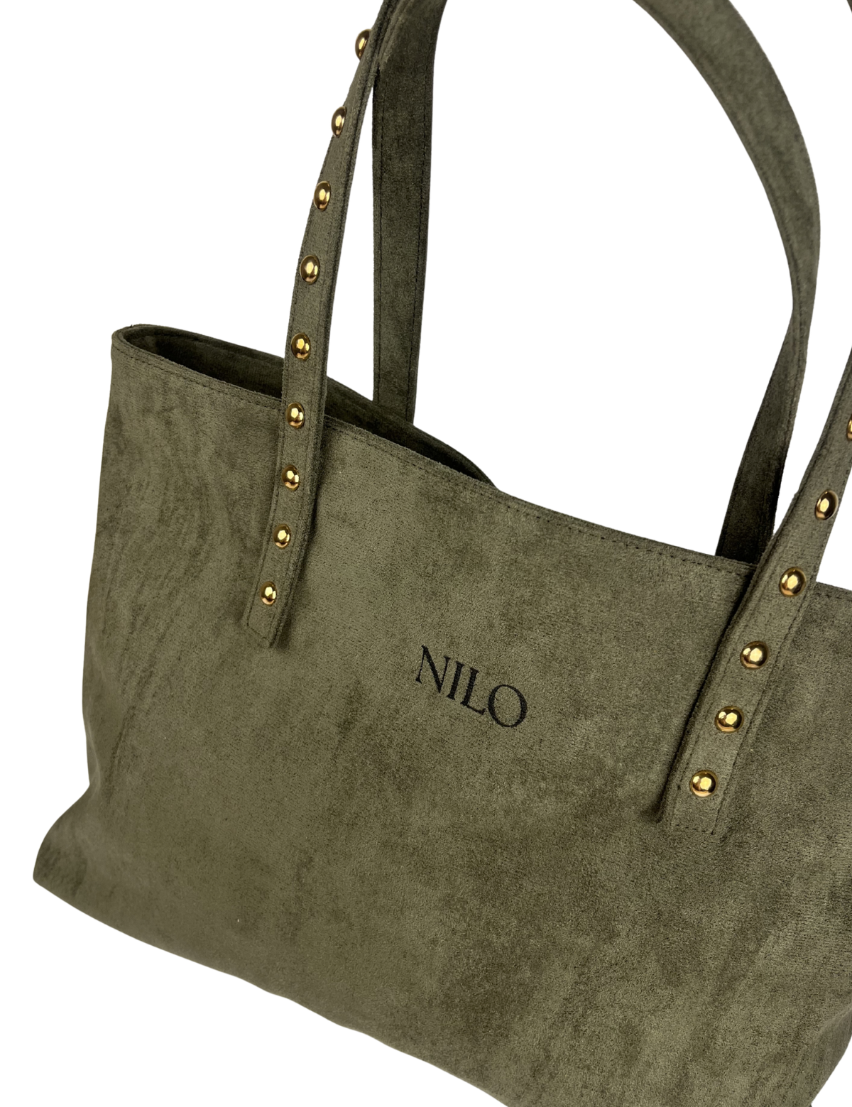 Olive Suede studs bag