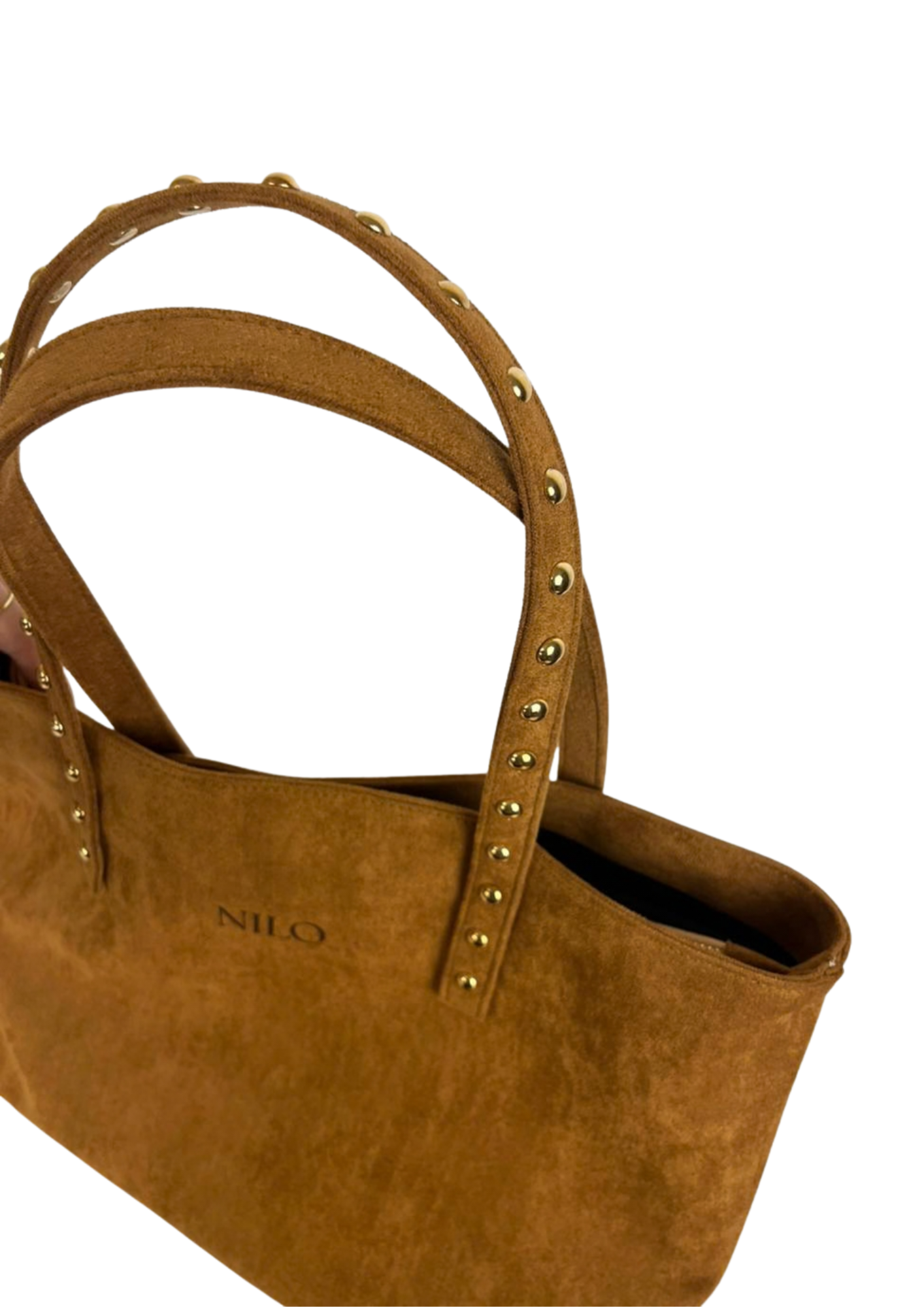 Camel Suede studs bag