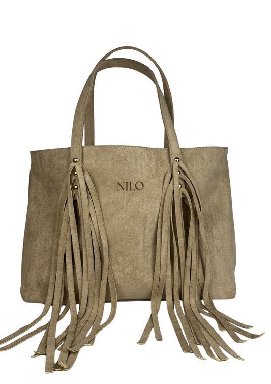 Beige Suede fringe bag
