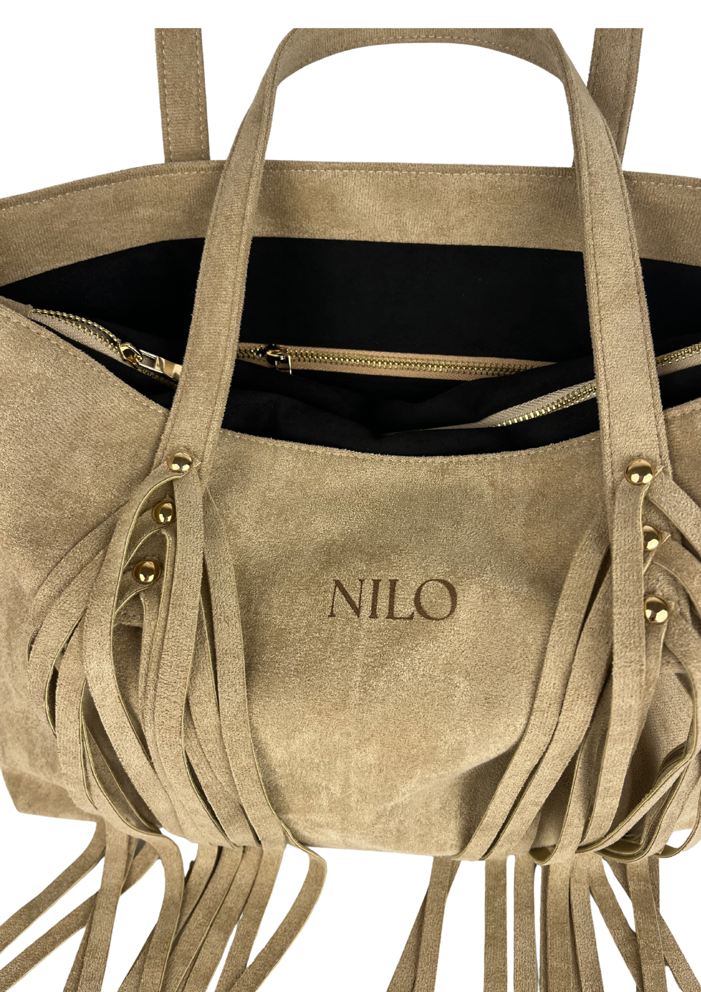Beige Suede fringe bag