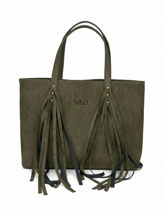 Olive Suede fringe bag