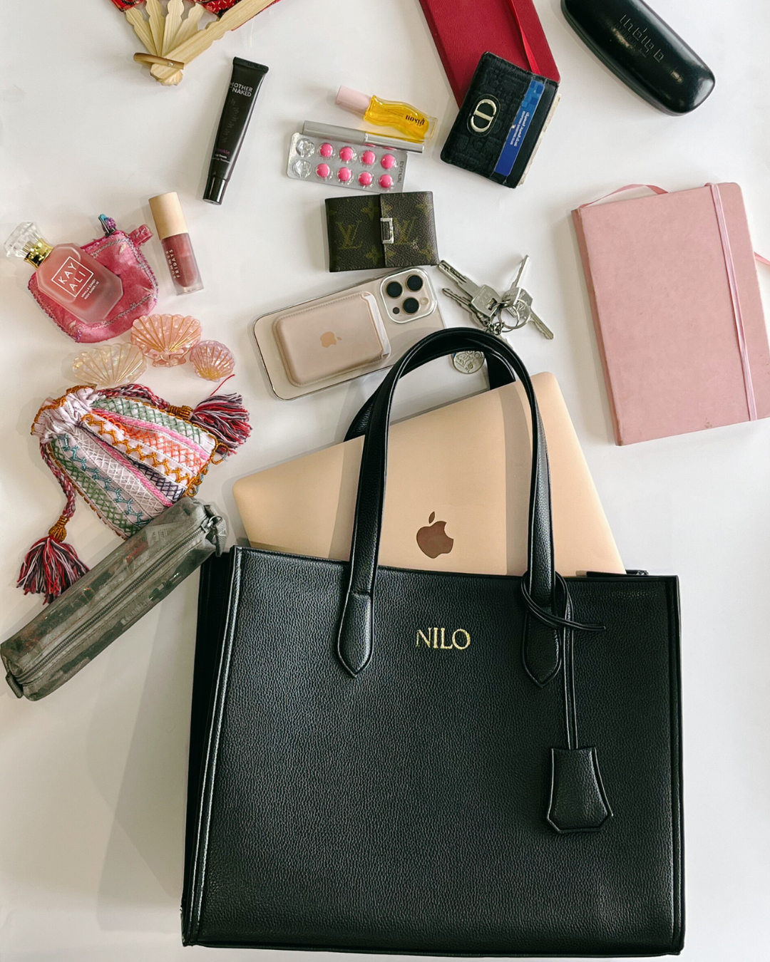 NILO Large Black Leather Shoulder Bag