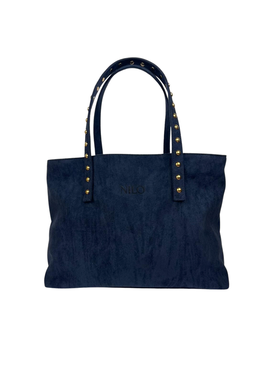 Navy Suede studs bag
