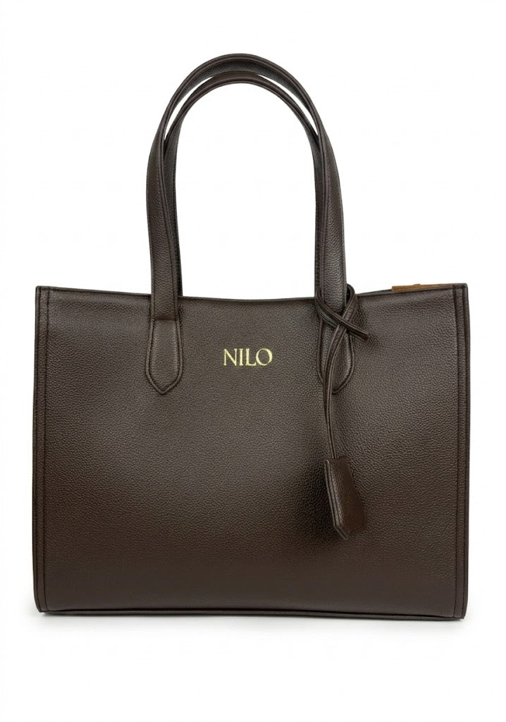 NILO Large Brown Leather Shoulder Bag