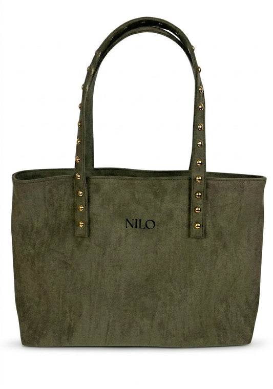 Olive Suede studs bag